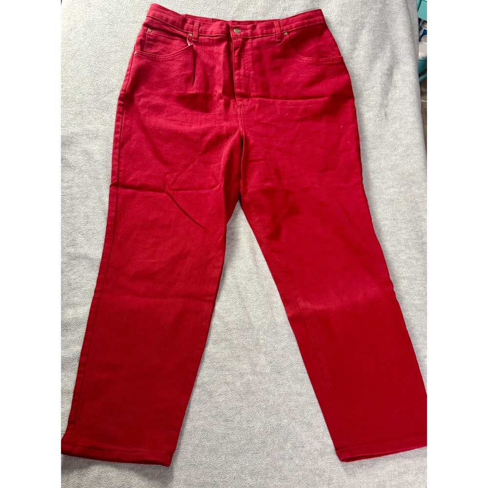 Capistrano Jeans Womens 18W Red High Waisted Straight Leg Denim Pant Made in USA